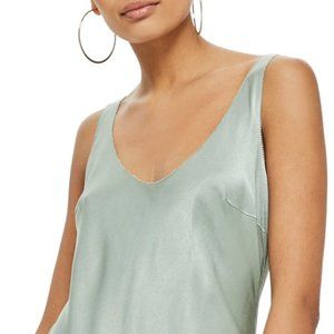 Topshop Sage Green Satin Dress
